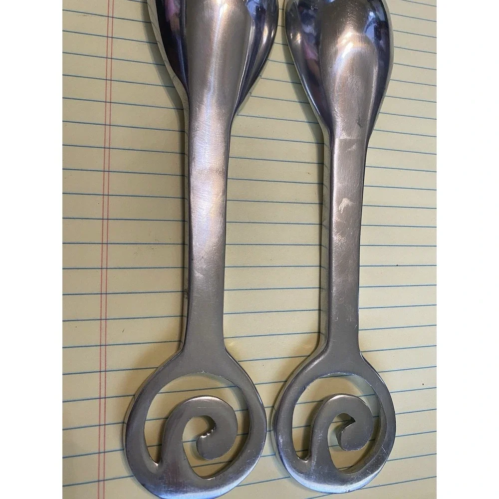 Aluminum  Polished Swirl Spoon And Fork Serving‎ Set 8
